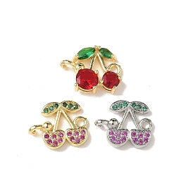 Подвески-коннекторы из латуни с кубическим цирконием и вишневым сердечком, фруктовые ссылки, стойки покрытие, долговечный, без кадмия и без свинца