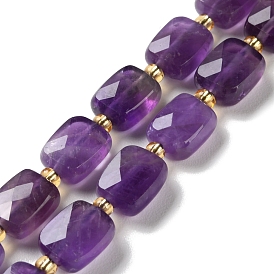 Natural Amethyst Beads Strands, Faceted, Rectangle