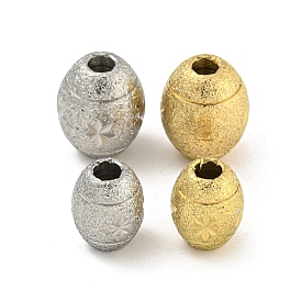 304 Stainless Steel Textured Beads, Oval