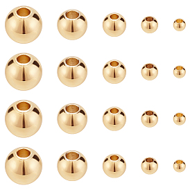 200Pcs 5 Sizes Brass Spacer Beads, Round