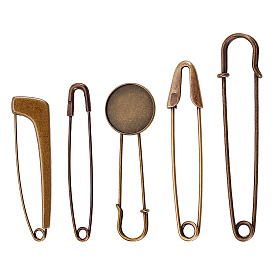 5Pcs 5 Styles Zinc Alloy Big Safety Pins, Kilt Pins