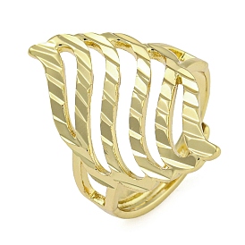 Hollow Geometry Brass Open Cuff Ring for Women