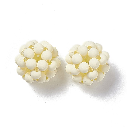Handmade Plastic Woven Beads, Frosted Round