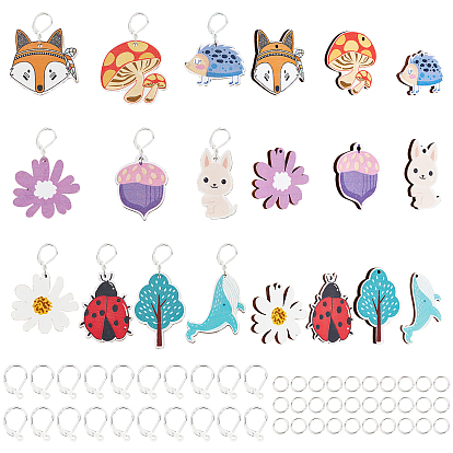 DIY Drop Earring Making Kit, Including Brass Hoop Earring Findings, Basswood Pendants, Iron Jump Rings
