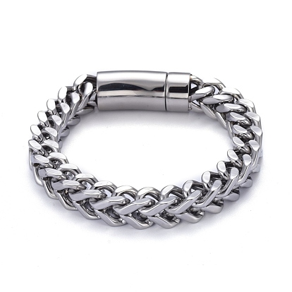 304 Stainless Steel Wheat Chain Bracelets, with Bayonet Clasps