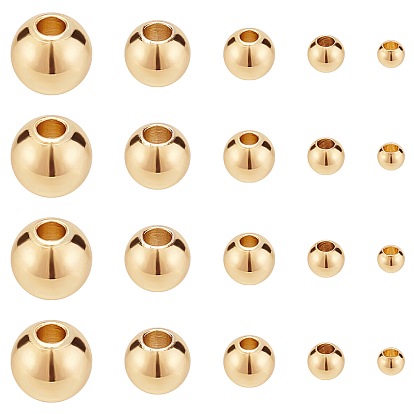 200Pcs 5 Sizes Brass Spacer Beads, Round