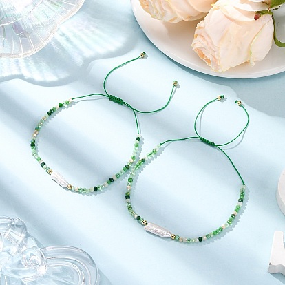 Женские плетеные браслеты из натурального жемчуга кеши и стеклянных бусин