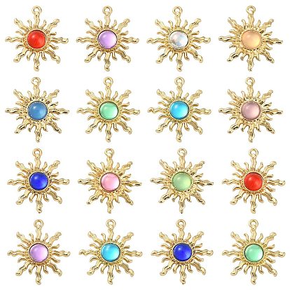 26шт 13 цвета акриловые подвески, со сплавочной фурнитурой, солнечные чары, золотые