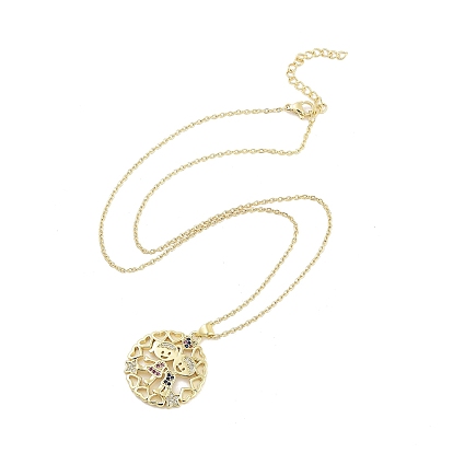 Brass Micro Pave Clear Cubic Zirconia Pendant Necklaces