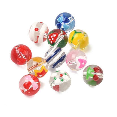 Прозрачные стеклянные эмалевые бусины, бусины ручной работы, круглые