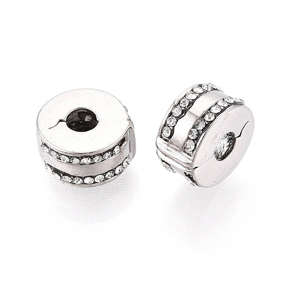 Европейские бусины, сплав, стразы , бусины с большим отверстием, плоско-круглые