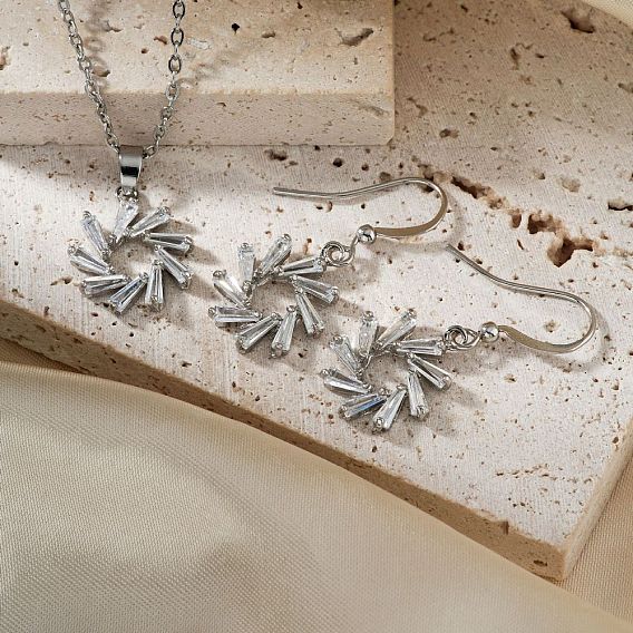 Простые и элегантные женские серьги и колье из латуни со стразами и цветами