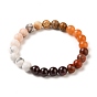 Round Natural & Synthetic Gemstone Beaded Stretch Bracelets