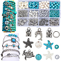 DIY Schmuck Befunde Kits, inklusive synthetischer Türkisperlen, Runde Rocailles, Messing Biegering, Legierungs-Zubehör