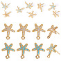 8 шт. 2 цвета латуни микропаве кубические цирконии фурнитура для сережек-гвоздиков, морская звезда, без никеля , долговечный, реальный 18 k позолоченный