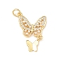 Латунные микро проложить кубического циркония подвески, с абс пластмассовыми жемчужными бисером, бабочки прелести, стойки покрытие, долговечный, без кадмия и без свинца