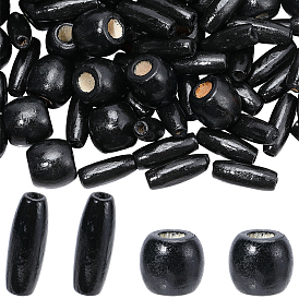 200шт 2 стили окрашенные бусины из натурального дерева, бочкообразный и овальный