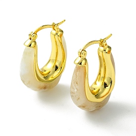 Brass Hoop Earrings, with Resin