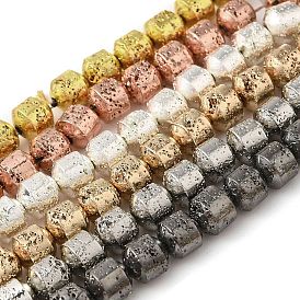 Electroplated Natural Lava Rock Beads Strands, Column