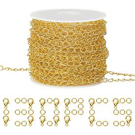SUNNYCLUE DIY Twisted Chain Jewelry Making Kits, Including 10m Brass Chains, Zinc Alloy Lobster Claw Clasps and Iron Jump Rings