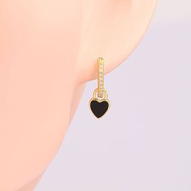 925 Sterling Silver Heart-shaped Drop Earrings with Chic Design