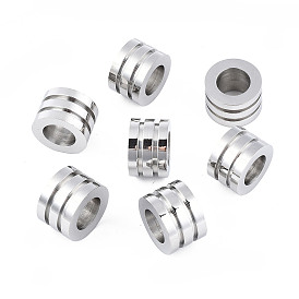 304 Stainless Steel Beads, Large Hole Beads, Grooved Beads, Column