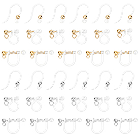 PandaHall Elite 36Pcs 6 Style Eco-Friendly Plastic & Stainless Steel Clip-on Earring Findings