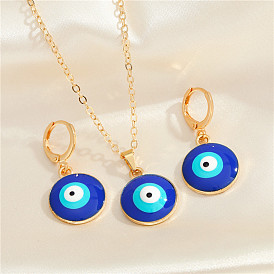 Deep Blue Eye Jewelry Set with Turkish Evil Eye Earrings and Necklace