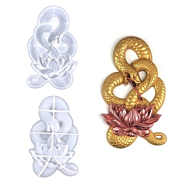 DIY Snake & Lotus Wall Decoration Silicone Molds, Resin Casting Molds, for UV Resin, Epoxy Resin Craft Making