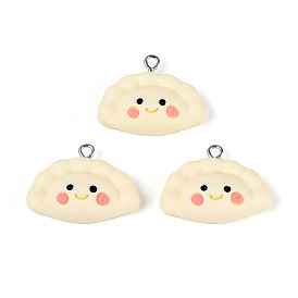 Непрозрачные подвески смолы, с платиновыми тоновыми железными петлями, прелесть пельмени с улыбающимся лицом