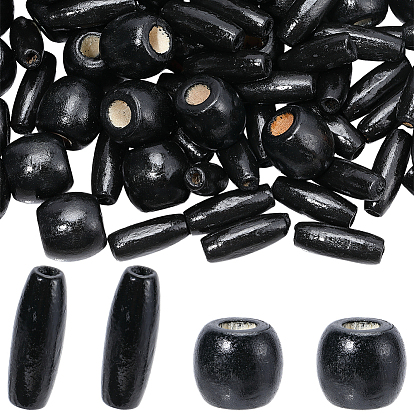 200шт 2 стили окрашенные бусины из натурального дерева, бочкообразный и овальный