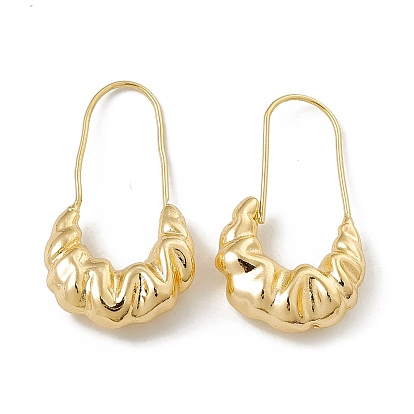 Brass Croissant Hoop Earrings for Women
