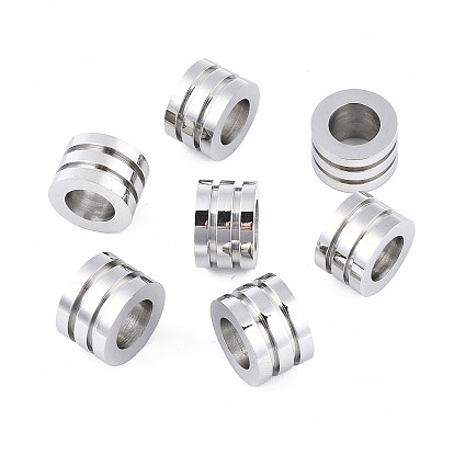 304 Stainless Steel Beads, Large Hole Beads, Grooved Beads, Column