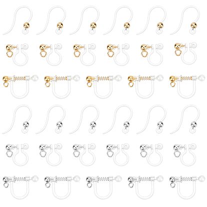 36Pcs 6 Style Eco-Friendly Plastic & Stainless Steel Clip-on Earring Findings