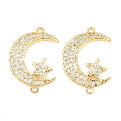 Латунные микропаве прозрачные кубические цирконии луна звезда соединительные подвески, долговечный, стойки покрытие, без свинца и без кадмия