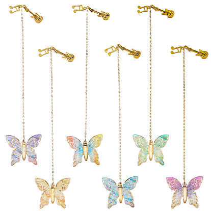 7шт. бабочка акрил и сплав музыкальная нота гитара подвеска закладка, с латунным кабельных цепей