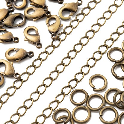 Diy jewelry making kits, incluyendo 10 m cadenas de latón retorcidas, 100 piezas de anillos de salto abiertos, 30 Uds cierres de pinza de langosta
