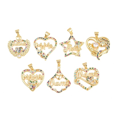 Латунные микро проложить кубического циркония подвески, без кадмия и без свинца, стойки покрытие, долговечный, День матери