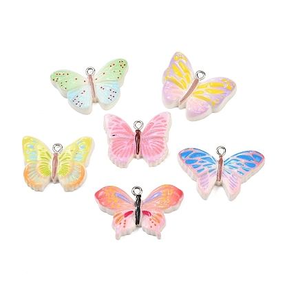 Непрозрачные подвески смолы, бабочка, с железной платиной петлей