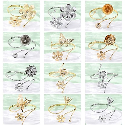 Браслеты-манжеты из цветочного сплава для девушек и женщин, со стразами