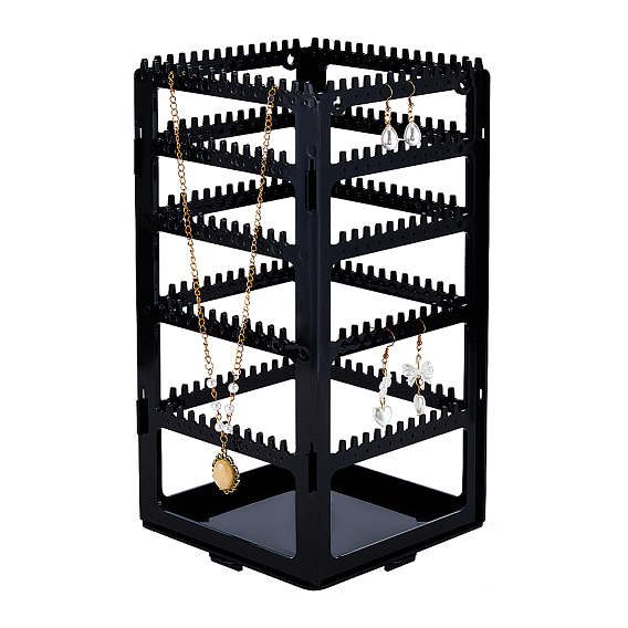 360 пластиковые вращающиеся стенды для органайзеров для ювелирных изделий, Настольная полка для хранения ювелирных изделий для сережек, браслетов, ожерелий, кубоид