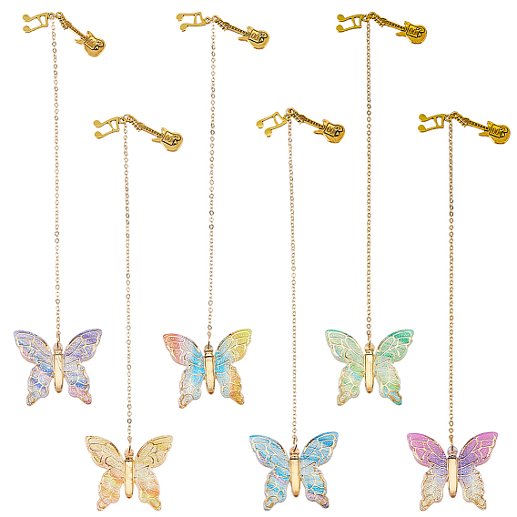 7шт. бабочка акрил и сплав музыкальная нота гитара подвеска закладка, с латунным кабельных цепей