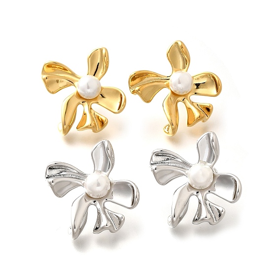 304 из нержавеющей стали серьги, с стеклянные бусы, цветок