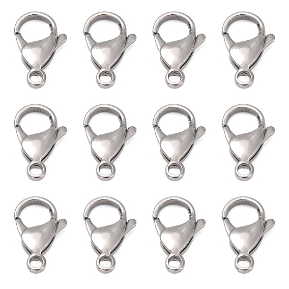 316 Surgical Stainless Steel Lobster Claw Clasps, Parrot Trigger Clasps, 19x11x5mm, Hole: 2mm