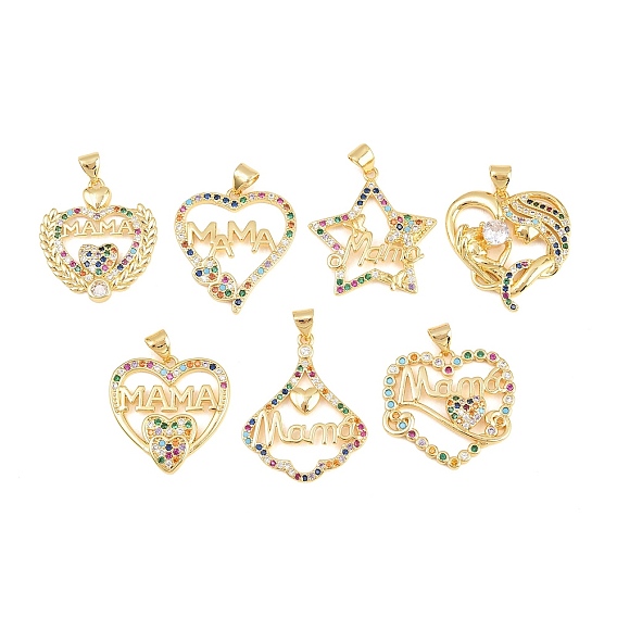 Латунные микро проложить кубического циркония подвески, без кадмия и без свинца, стойки покрытие, долговечный, День матери