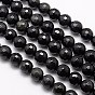 Natural Obsidian Beads Strands, Faceted, Round