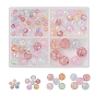 4 Style Electroplate Crackle Glass Bead Strands, AB Color Plated, Dyed & Heated, Round
