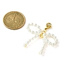 Shell Pearl Bowknot Pendant Decorations, with 304 Stainless Steel Lobster Claw Clasps