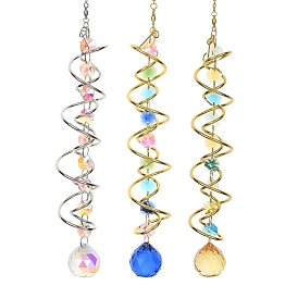 Подвесные ловцы солнца из железной спирали и стекла в форме восьмиугольника и капли, для наружного и садового декора