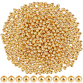 500Pcs Brass Smooth Round Beads, Seamed Spacer Beads